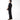 Person wearing a black t-shirt and black pants on a white background