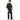Person wearing a black t-shirt and dark jeans on a white background