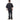Person wearing a black t-shirt and dark pants on a white background
