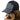 Black cap with white text worn by a person on a white background