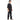 Person wearing a black t-shirt and pants on a white background