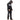 Person wearing a black hoodie with white text on a white background