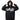 Person wearing a black hoodie with white text on a white background