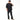 Person wearing a black t-shirt and jeans on a white background