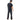 Person wearing a black t-shirt and dark jeans on a white background