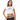 Woman wearing a white t-shirt with text and black pants on a white background