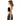 Woman wearing a black crop top and gray pants on a white background