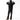 Person wearing a black hoodie and dark pants on a white background