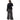 Person wearing a black hoodie and dark jeans on a white background