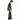 Person wearing a black oversized t-shirt and pants on a white background
