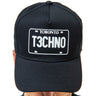 Black cap with 'Toronto T3CHNO' license plate design on a white background