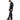 Person wearing a black hoodie and pants on a white background