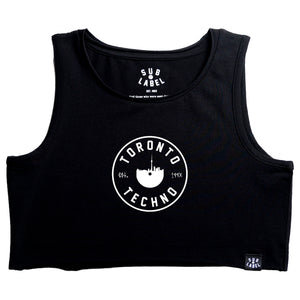 toronto techno record logo • crop tank top